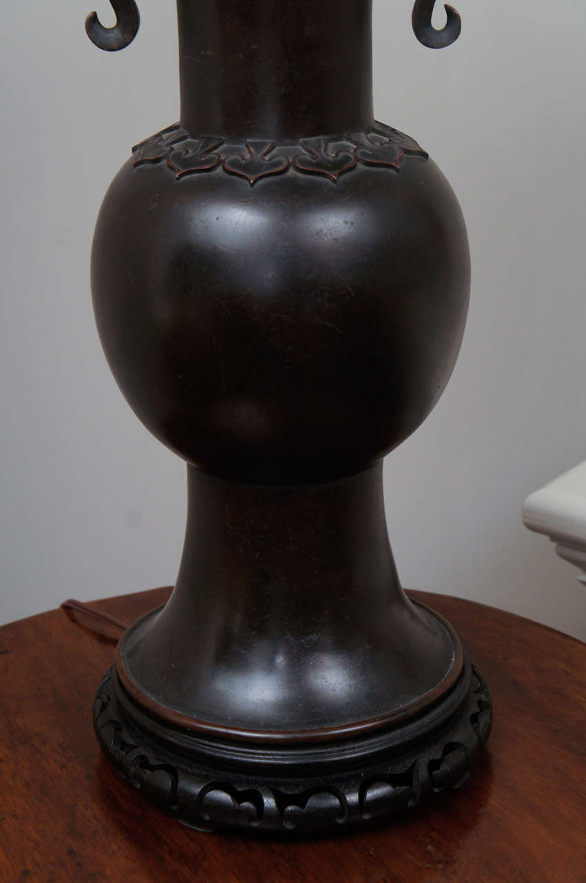 Large Bronze Japanese Lamp 1