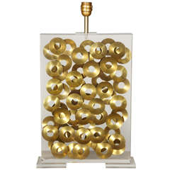 Awesome Lucite Lamp With Brass Rings Inclusion By Romeo 5
