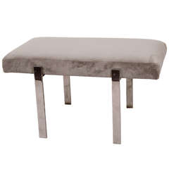 Midcentury Petite Milo Baughman Bench with Chrome Detailing