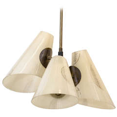 A Mid Century Three Shade Stilnovo Pendant Light