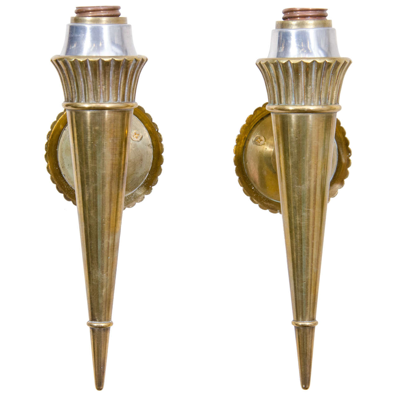 Pair of Vintage Bronze Sconces Attributed to Genet and Michon