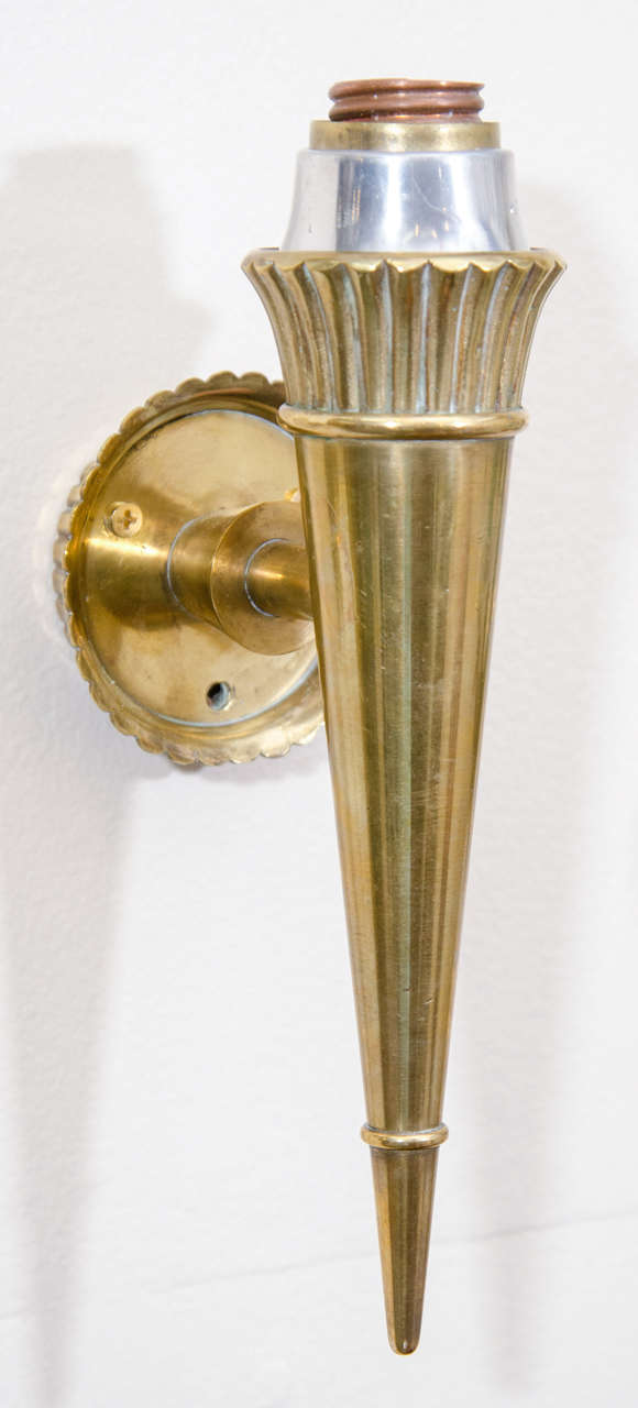 Pair of Vintage Bronze Sconces Attributed to Genet and Michon In Good Condition For Sale In New York, NY