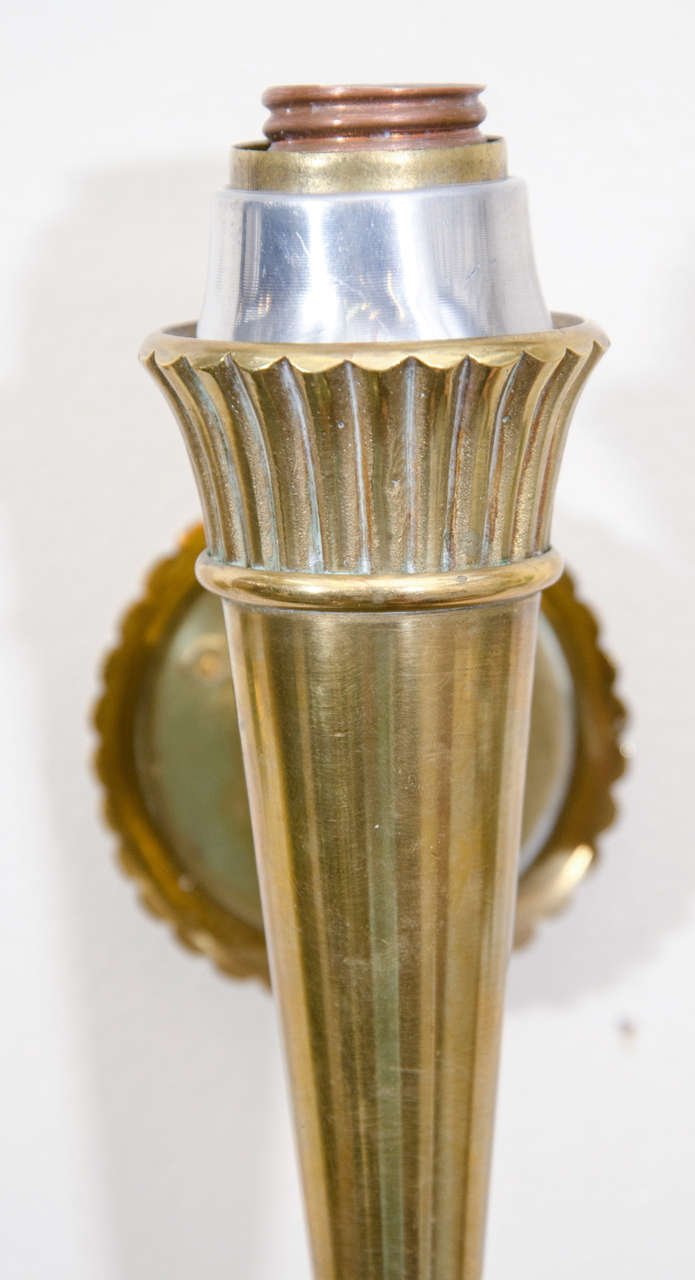 20th Century Pair of Vintage Bronze Sconces Attributed to Genet and Michon For Sale