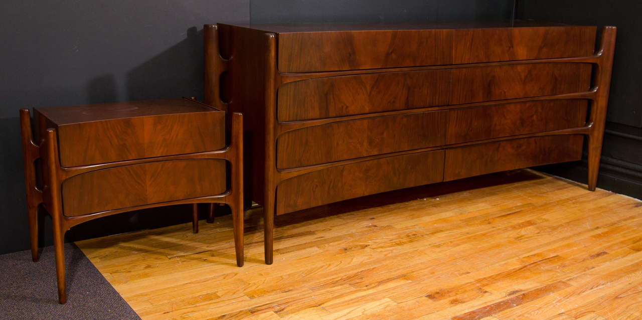 Mid Century Edmond Spence Dresser and Nightstand Set