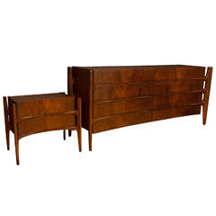 Mid Century Edmond Spence Dresser and Nightstand Set