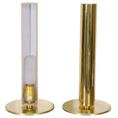 Midcentury Pair of Brass Cylinder Table Lamps by Kovacs