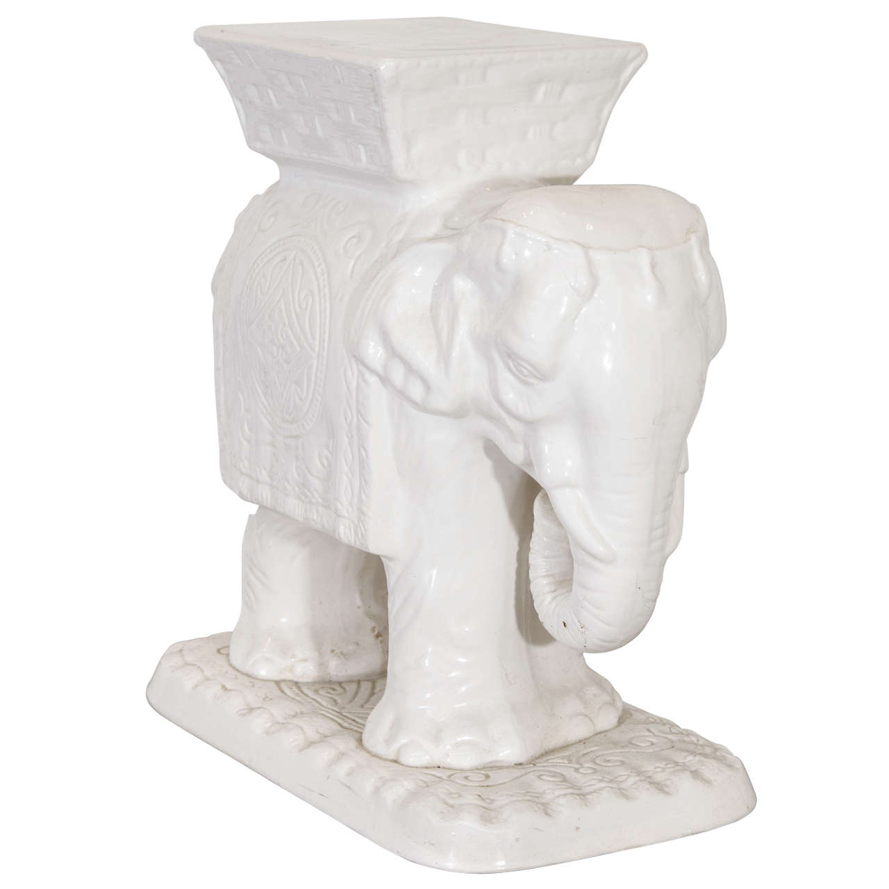 Mid Century Ceramic Elephant Garden Stool