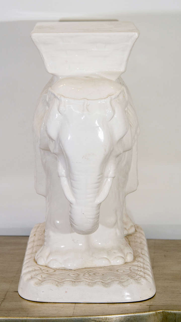 American Mid Century Ceramic Elephant Garden Stool