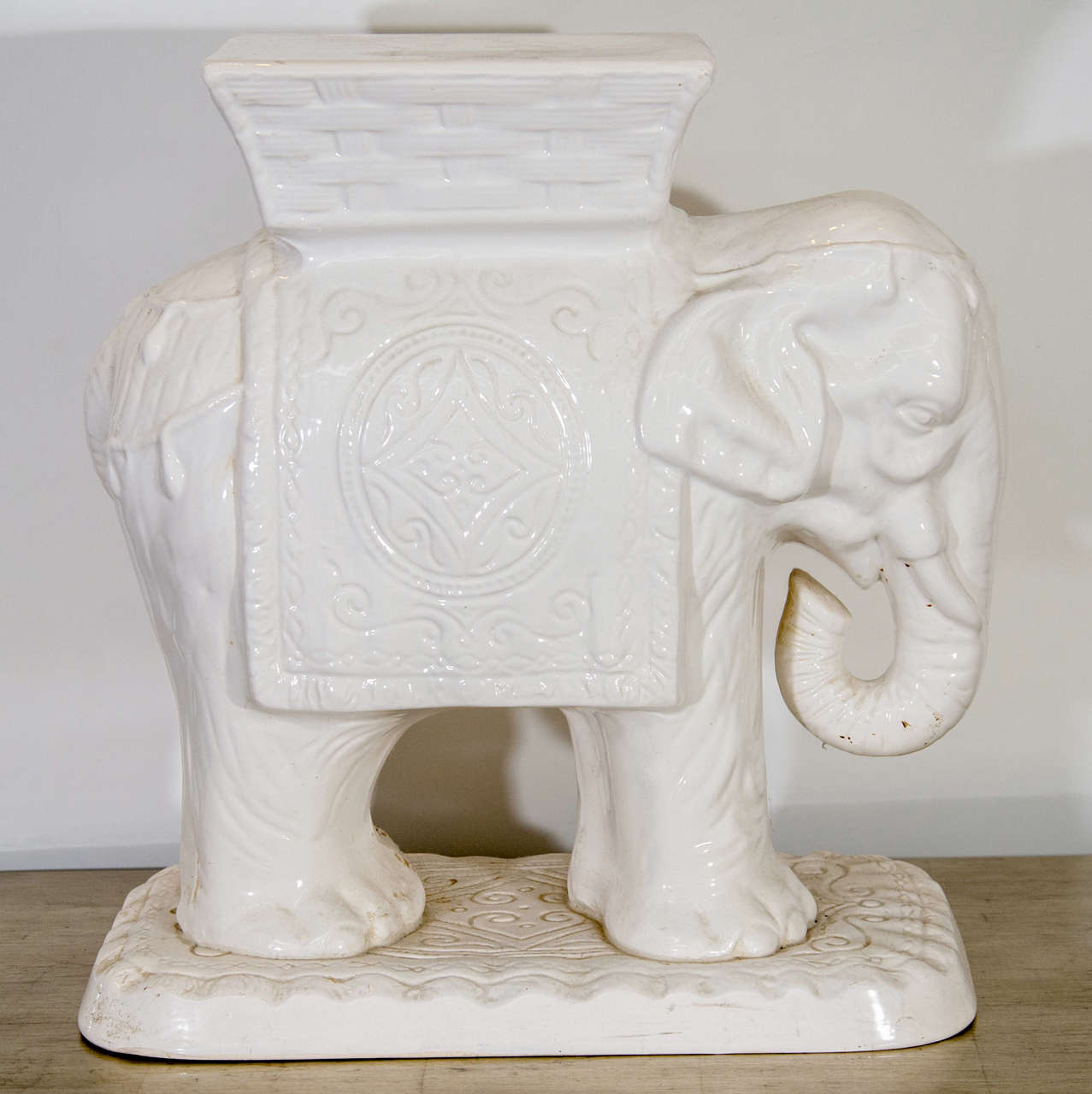20th Century Mid Century Ceramic Elephant Garden Stool