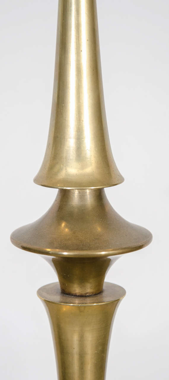 Stunning Pair of Vintage Tall Art Nouveau Brass Candlestick Holders In Excellent Condition In New York, NY