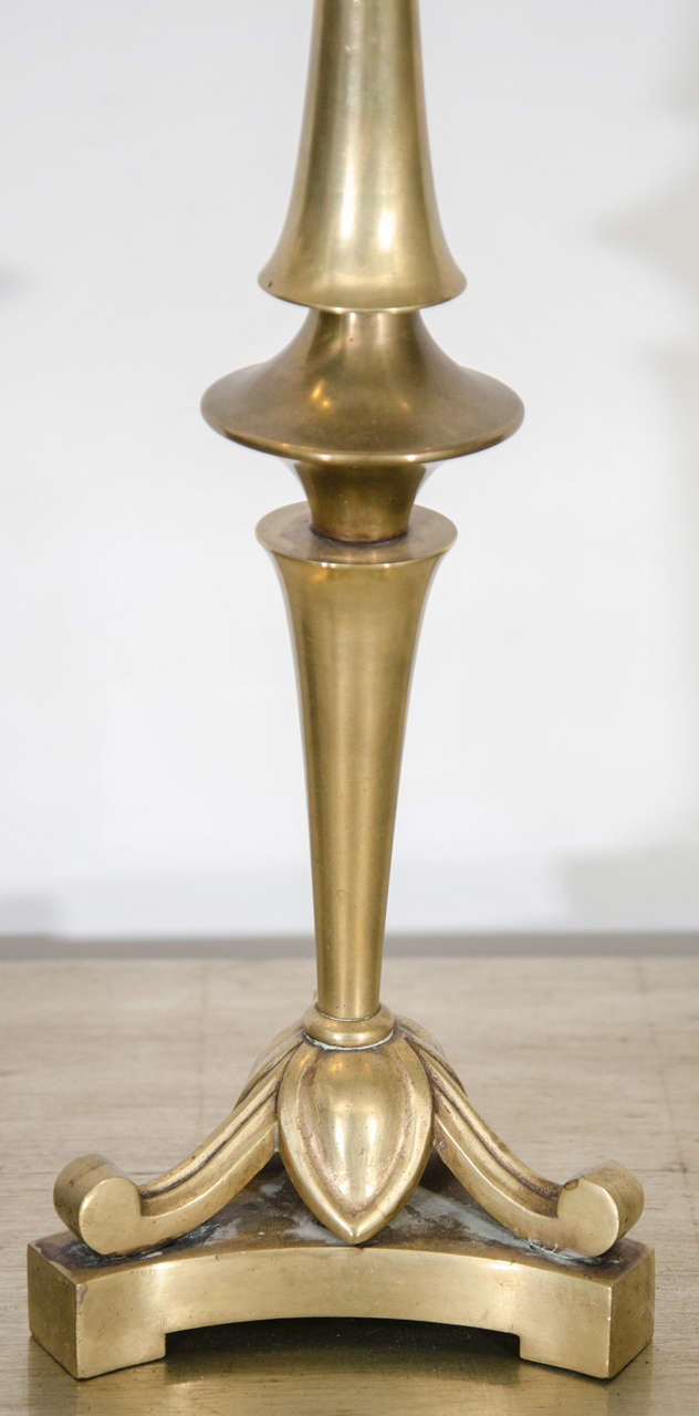 Stunning Pair of Vintage Tall Art Nouveau Brass Candlestick Holders 1