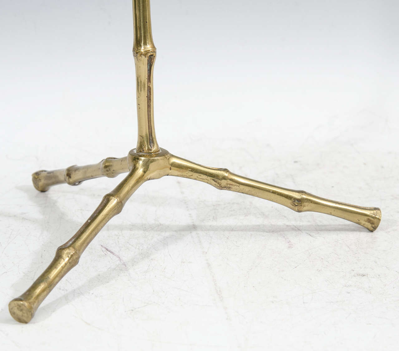 Patinated Mid-Century Brass Faux Bamboo Stand by Maison Bagues, France, 1960s
