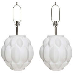 Pair of Textural and Sculptural Ceramic Lamps