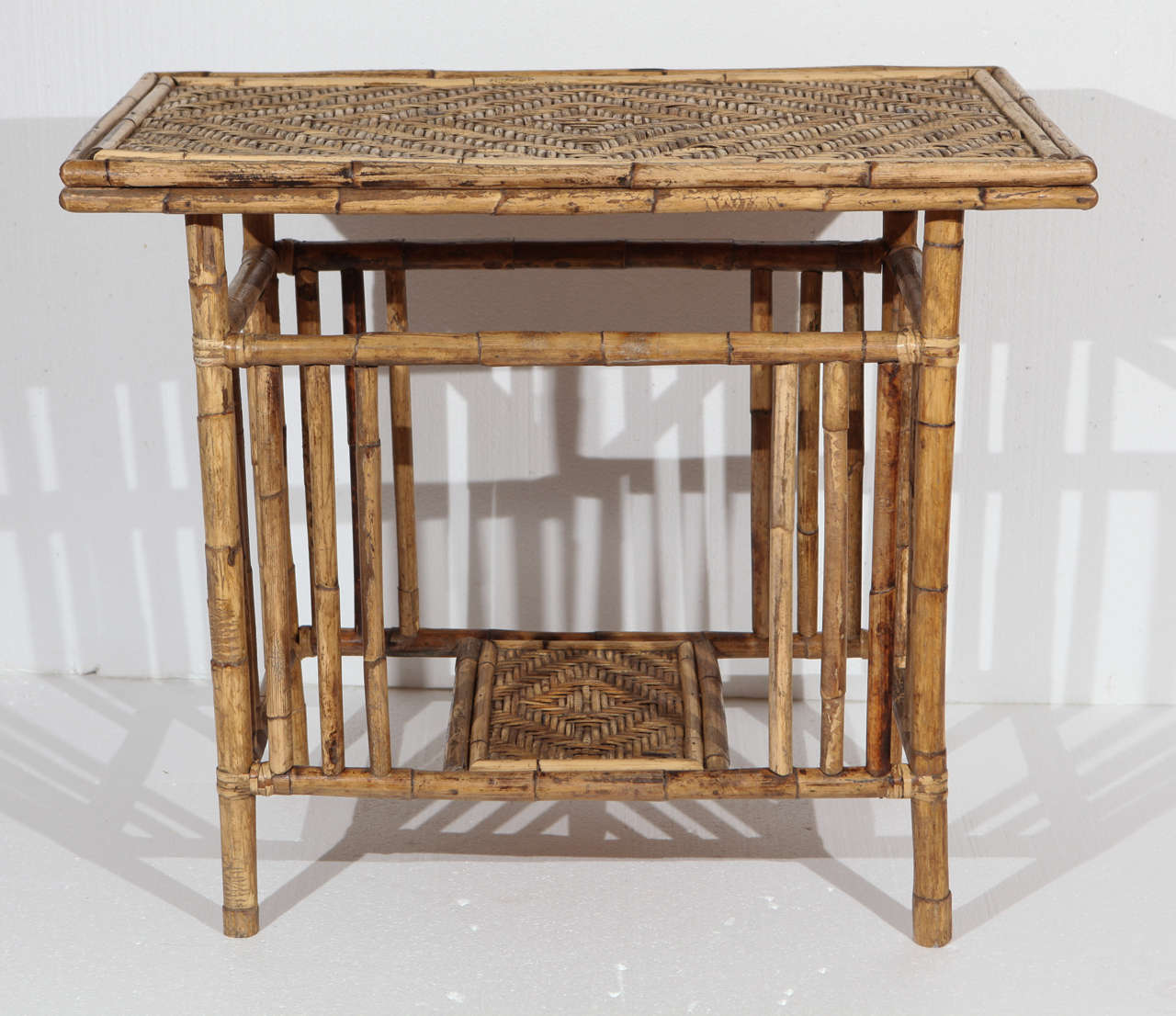 Mid-Century Modern Vintage 1960s Rattan Side Table For Sale