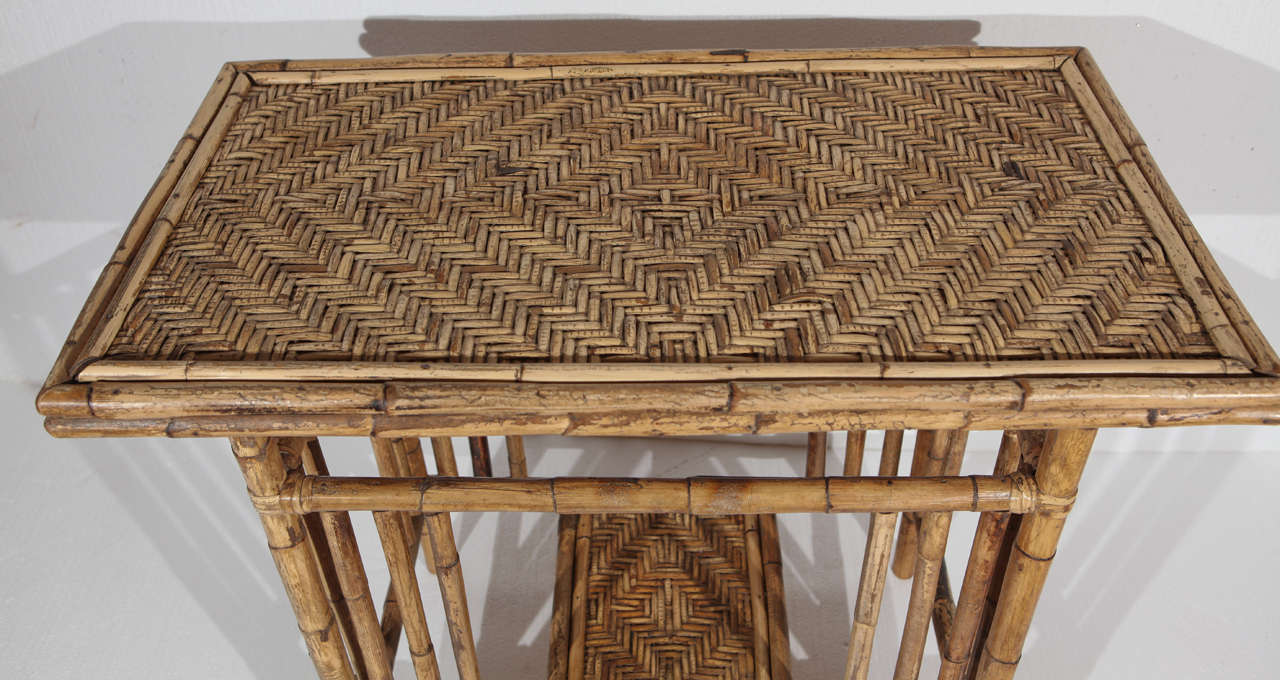 Mid-20th Century Vintage 1960s Rattan Side Table For Sale