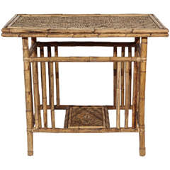 Vintage 1960s Rattan Side Table