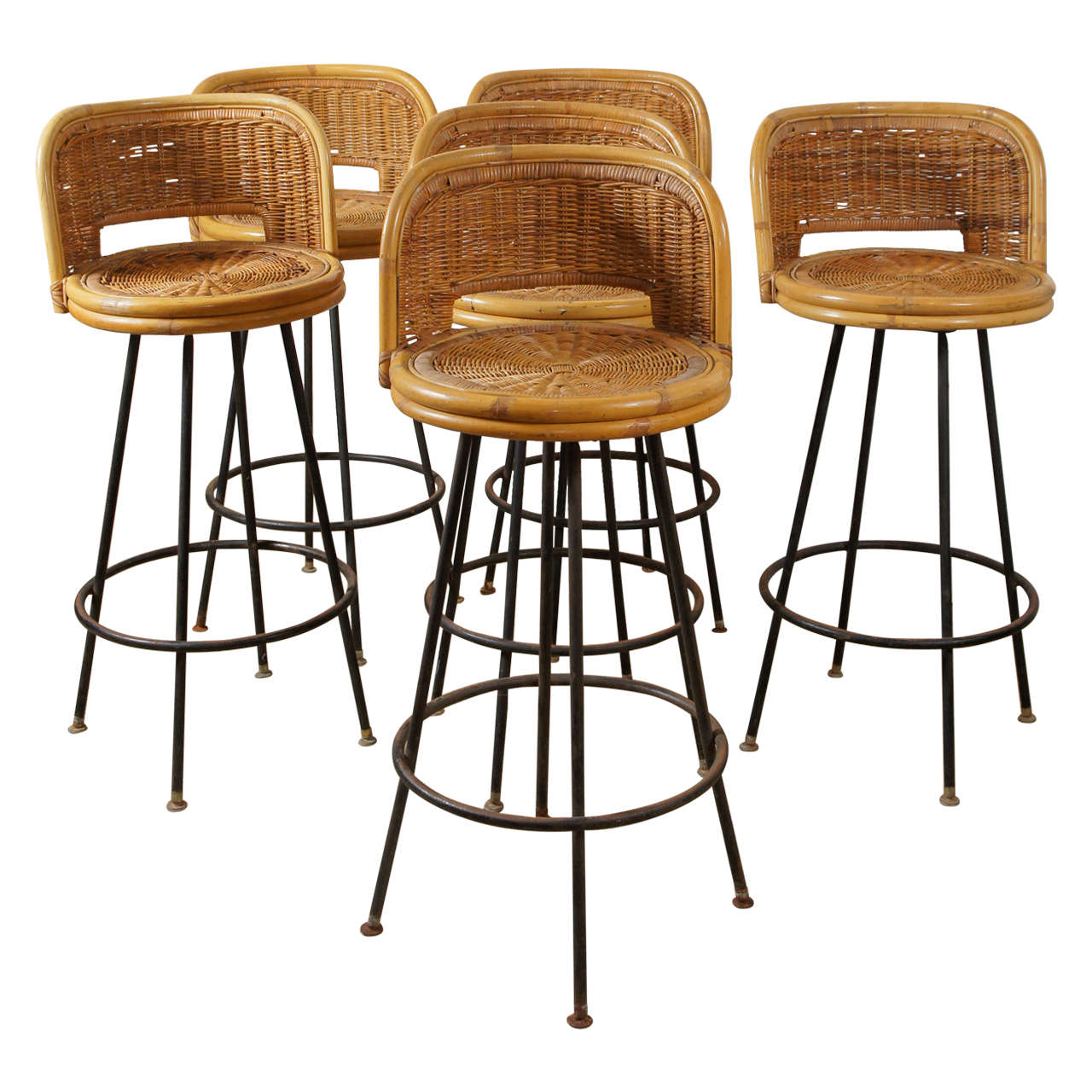 Charming Group of Rattan Barstools