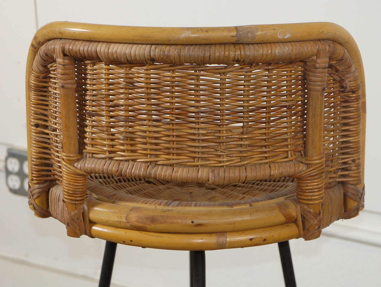 Iron Charming Group of Rattan Barstools