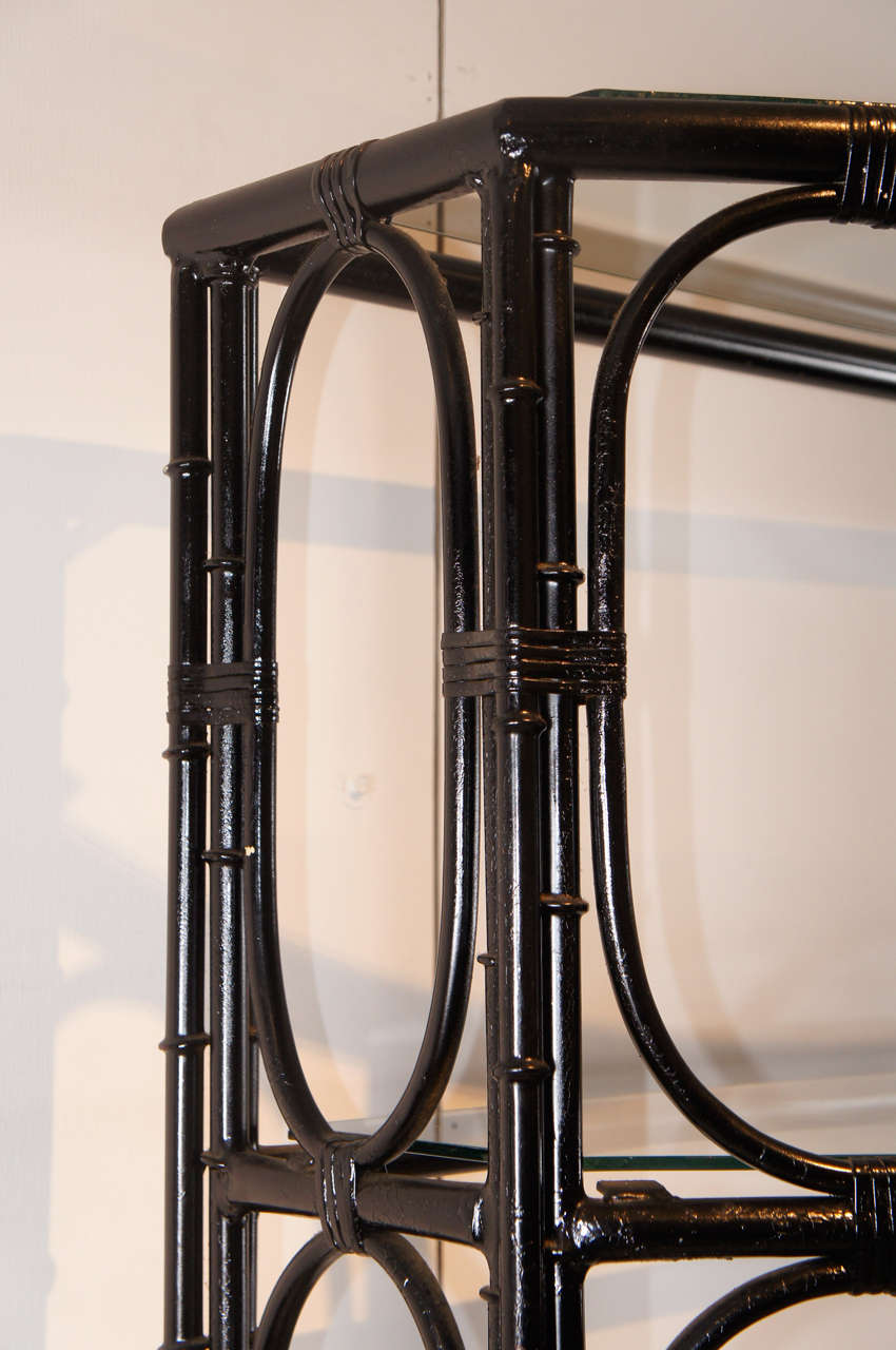 Steel Bamboo Etagere in Black In Good Condition For Sale In Hudson, NY