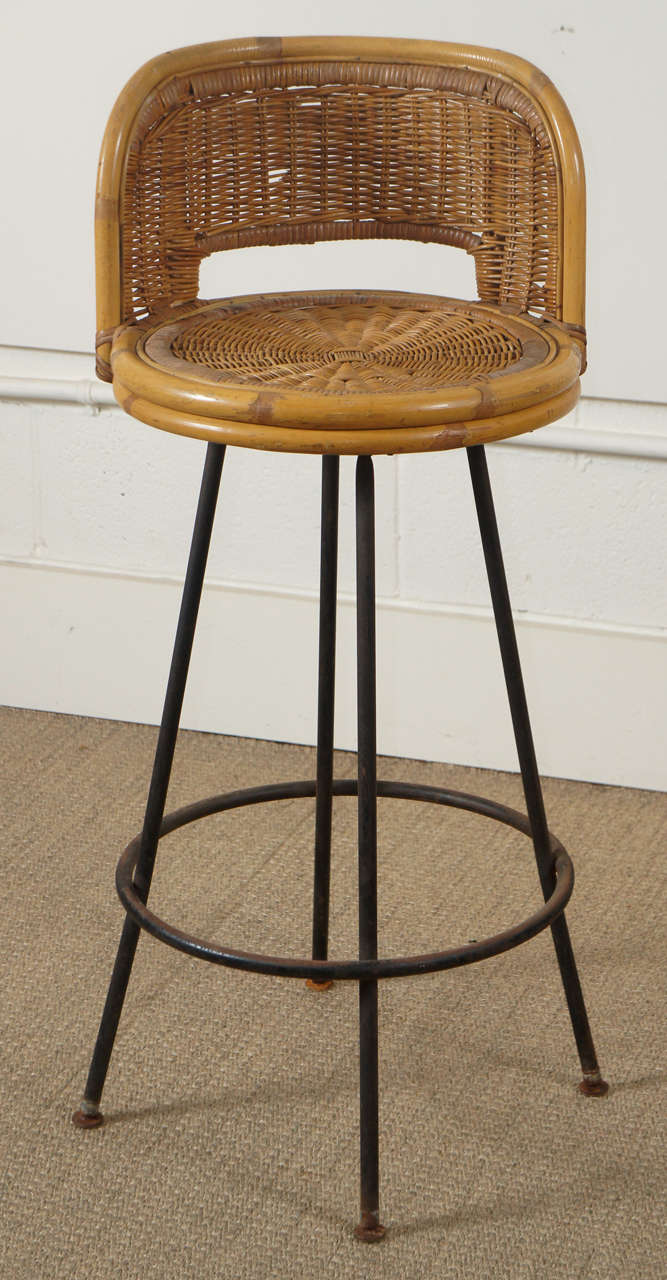 Charming Group of Rattan Barstools at 1stDibs
