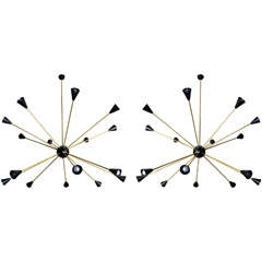 Stylish Pair of Oval Sputnik Chandeliers