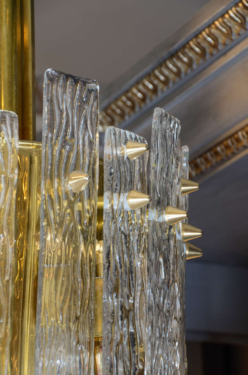 Italian Charming Brass and Murano Glass Lantern For Sale