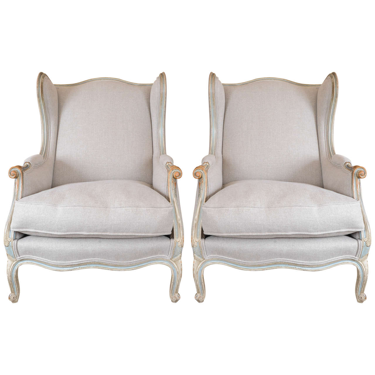 Pair of French Wingchairs For Sale