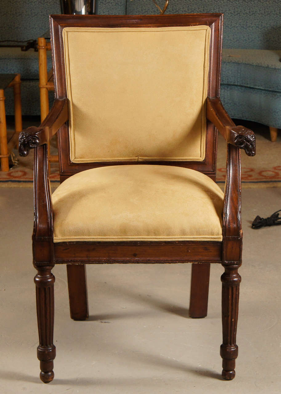 Louis XV Walnut Rams Head Arm Chairs