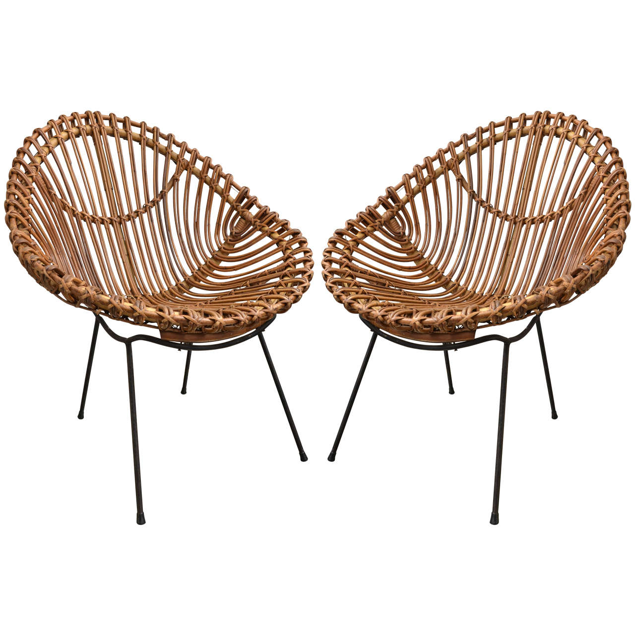 Pair of Bamboo Chairs in the Style of Franco Albini