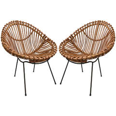 Pair of Bamboo Chairs in the Style of Franco Albini
