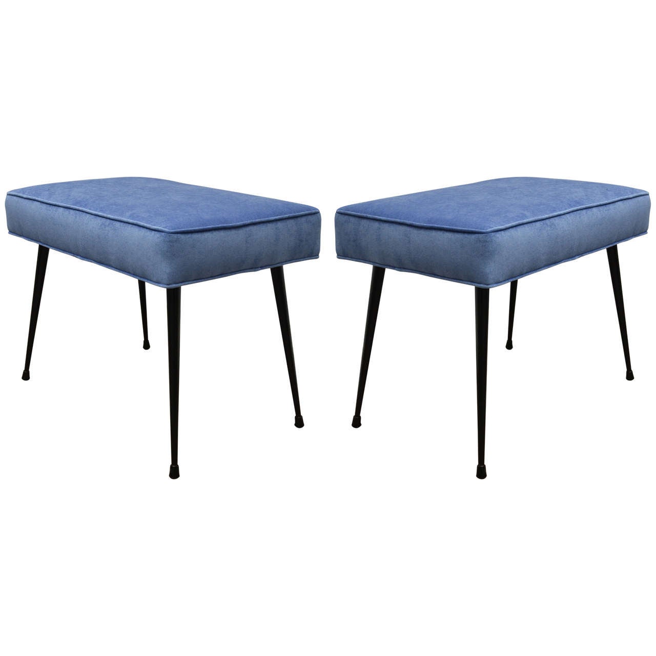 Pair of Blue Upholstered Benches