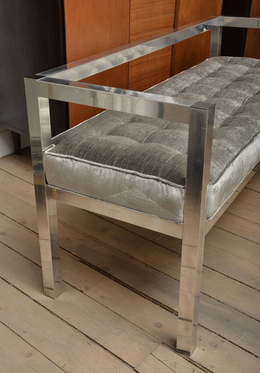 Mid-20th Century Chromed Aluminum Bench