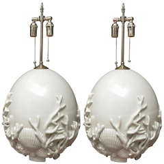 Pair of Ceramic Sculptural Coral Lamps by Paolo D'Anna