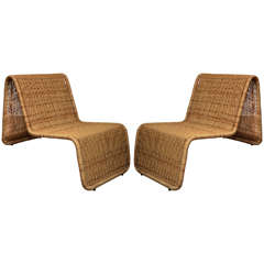 Pair of Tito Agnoli Wicker Chairs