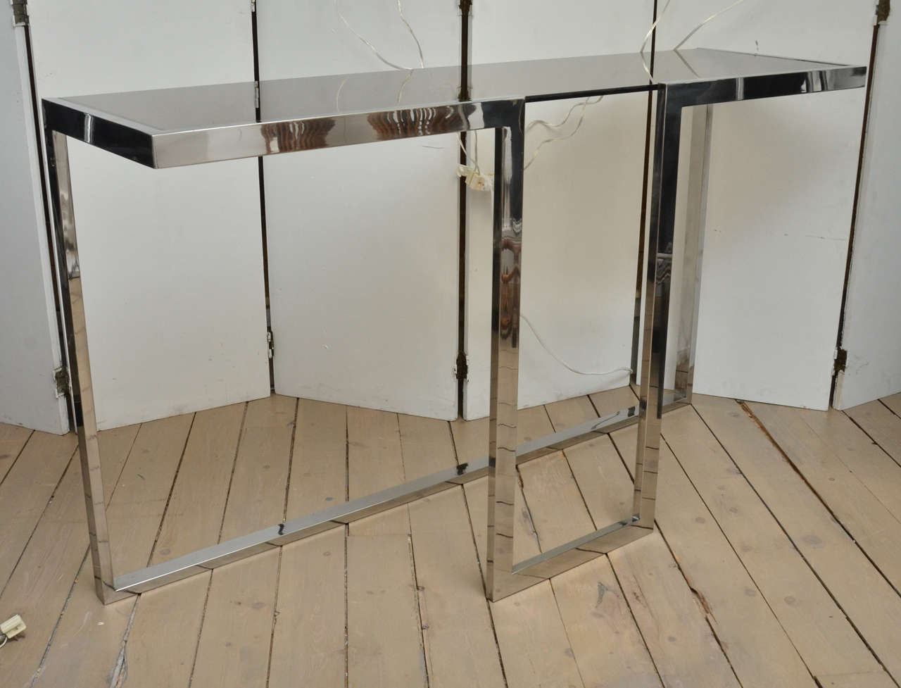 Smoked Glass Chromed Console Table