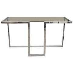 Smoked Glass Chromed Console Table