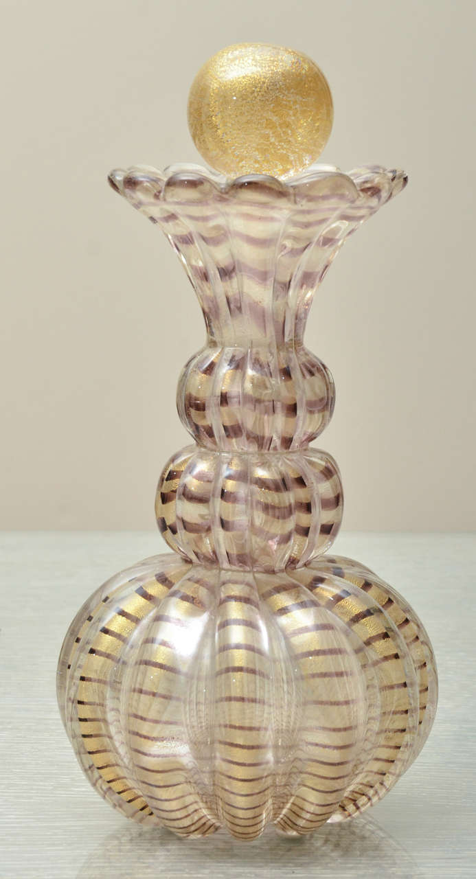 Spectacular Barovier Large Murano Glass Bottle & Stopper