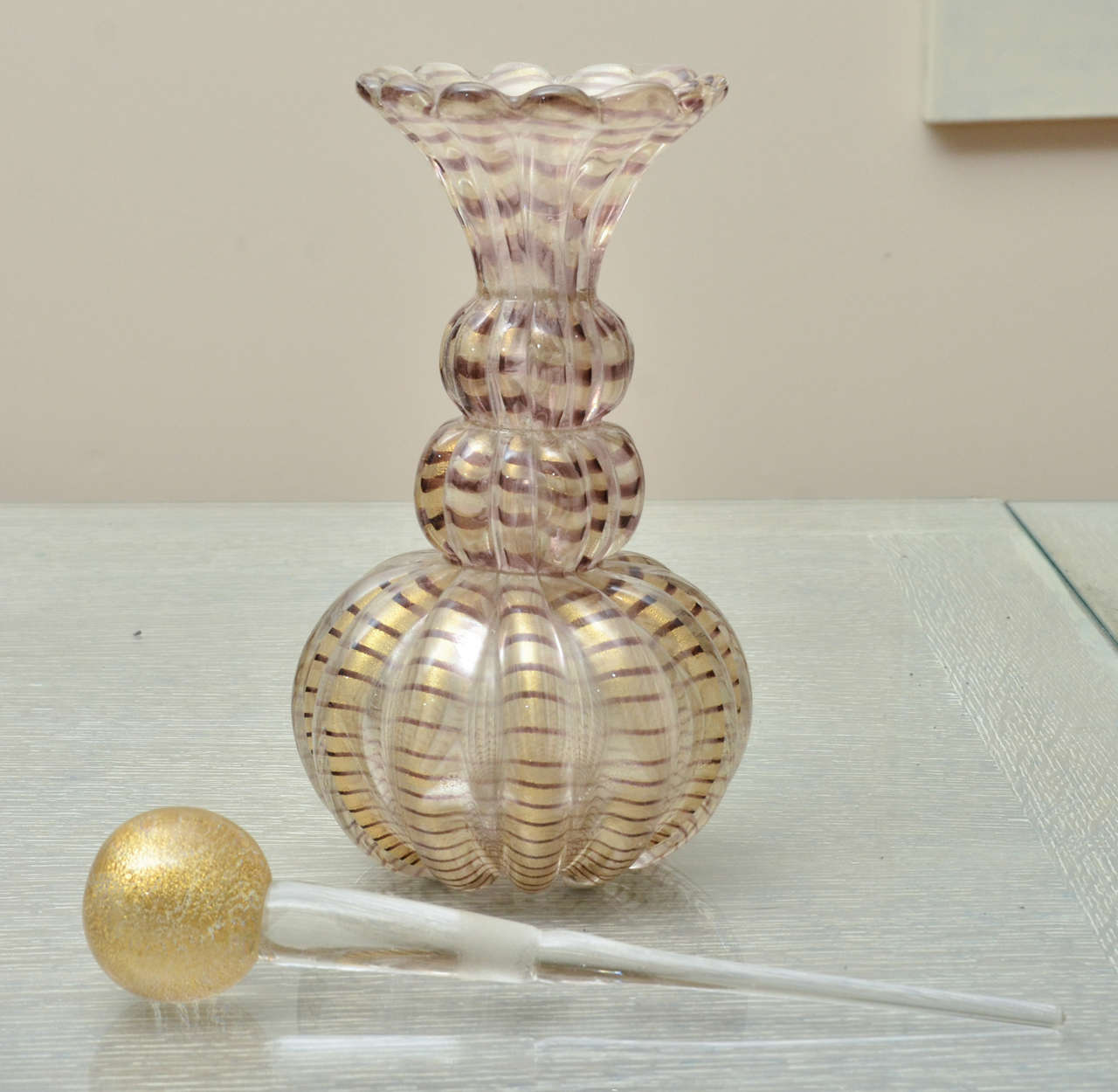 Spectacular Barovier Large Murano Glass Bottle & Stopper In Excellent Condition In Southampton, NY