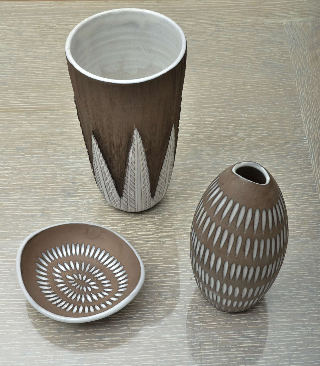 Mid-Century Modern Group of Three Ceramics by Ekeby Sweden
