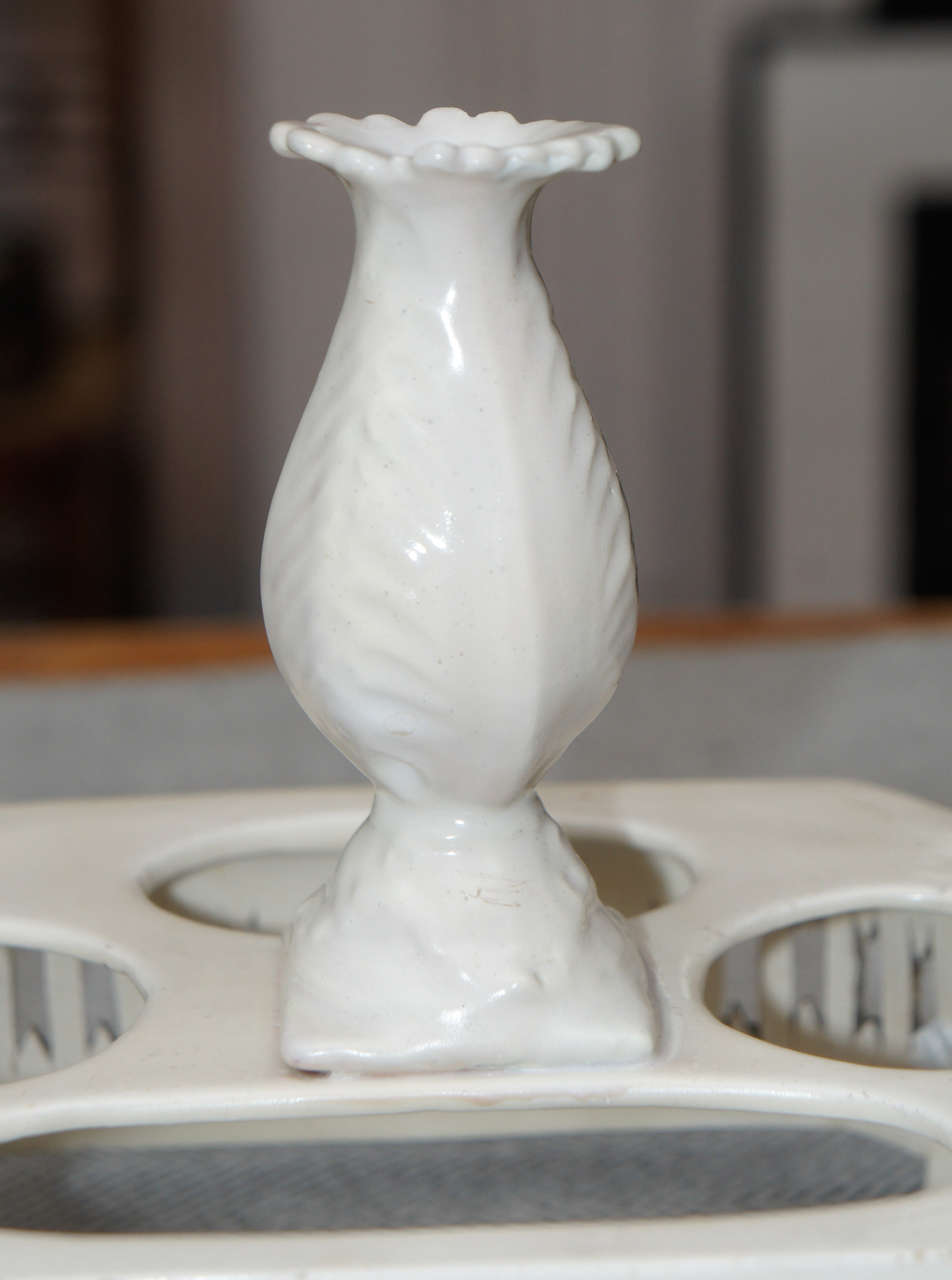 English Creamware Inkwell with Bud Vase 3