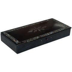 Louis Philippe Papier Mache Pen Box with Mother-of-Pearl Decorative Inlay 10