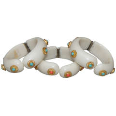 Three Hattie Carnegie Style Faux Ivory Bangle Bracelets