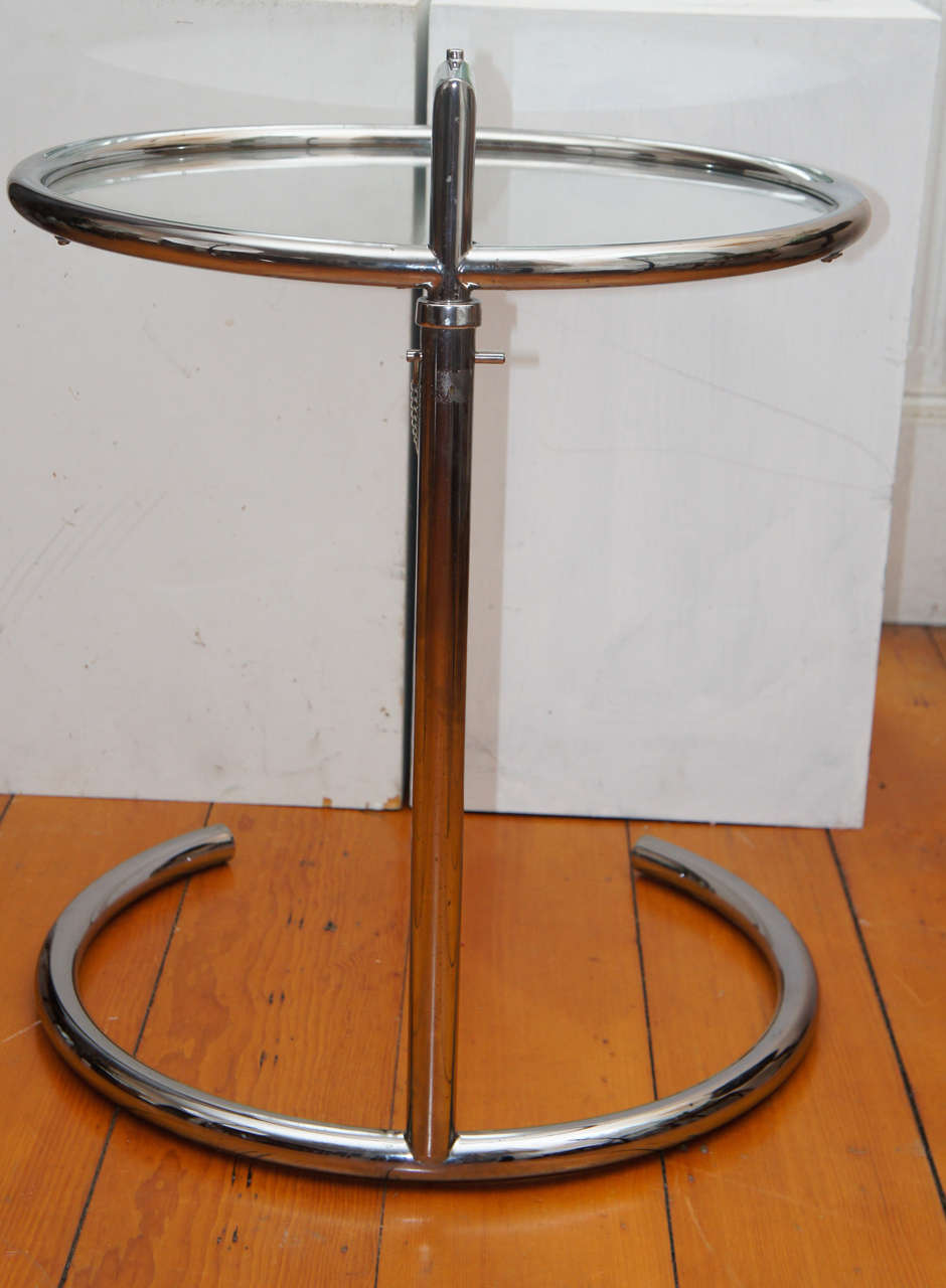 Mid-20th Century Eileen Gray Chrome and Glass Round Table