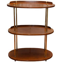 Directoire Style Three-Tiered Oval, Mahogany and Brass Table