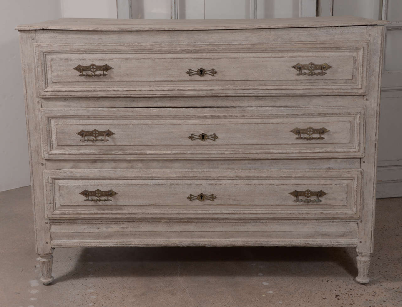 Late 19th century painted 3 drawer French commode.