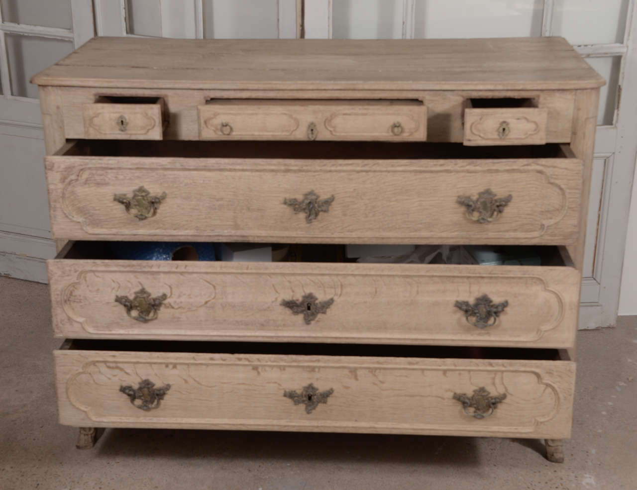 French 19th c. Scrubbed Oak Commode