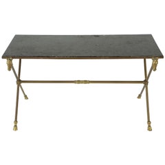 Maison Jansen Style Brass Cocktail Table with Granite Top