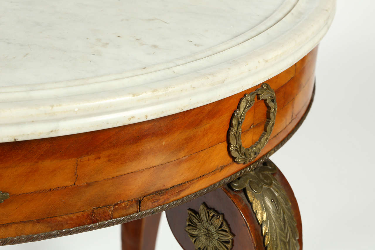 19th Century French Gueridon Table with a White Marble Top For Sale