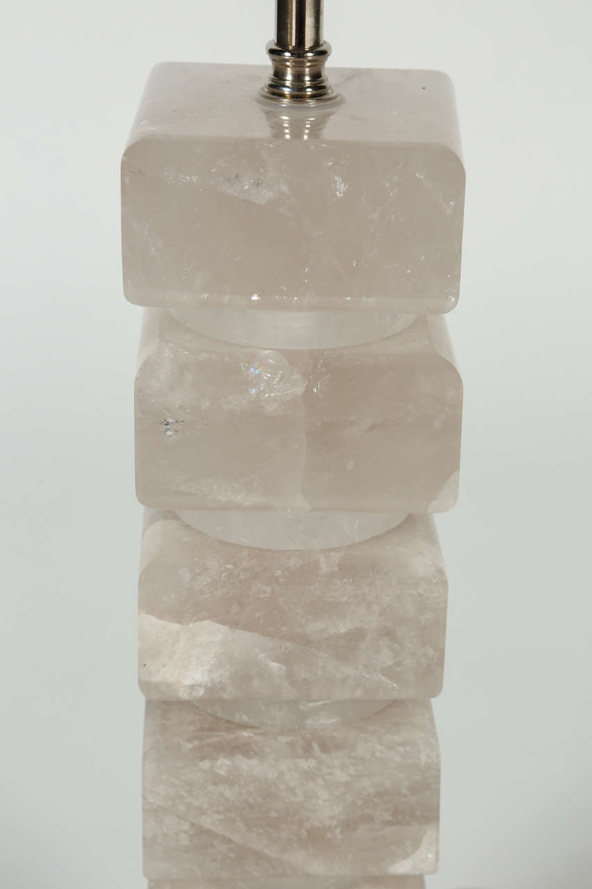 Stacked Rock Crystal Lamp For Sale 2