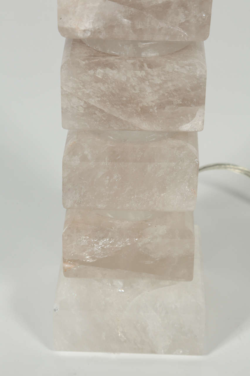 Stacked Rock Crystal Lamp For Sale 3